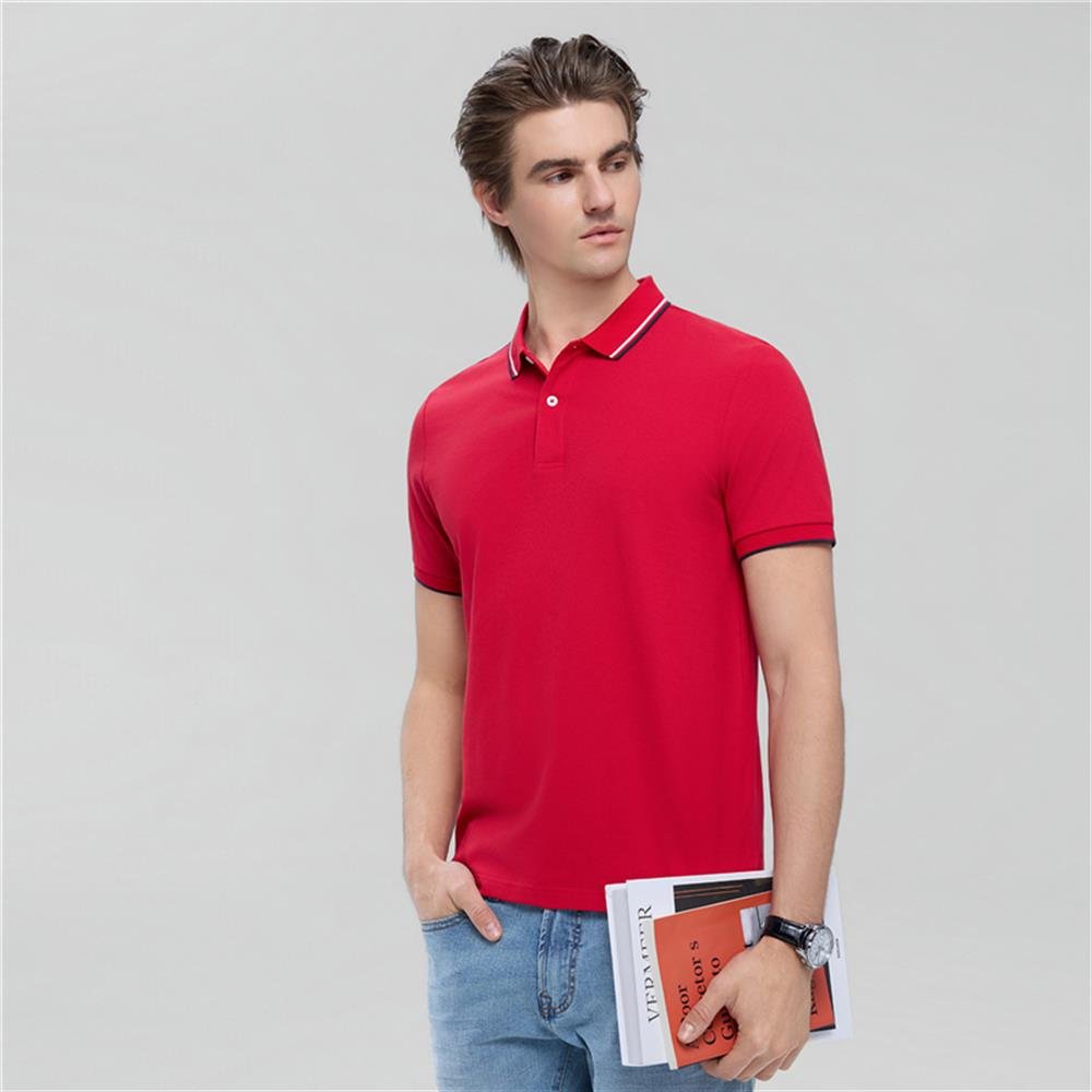 Men's Slim Pique Cotton Lycra Solid Polo with Flat Knit Collar