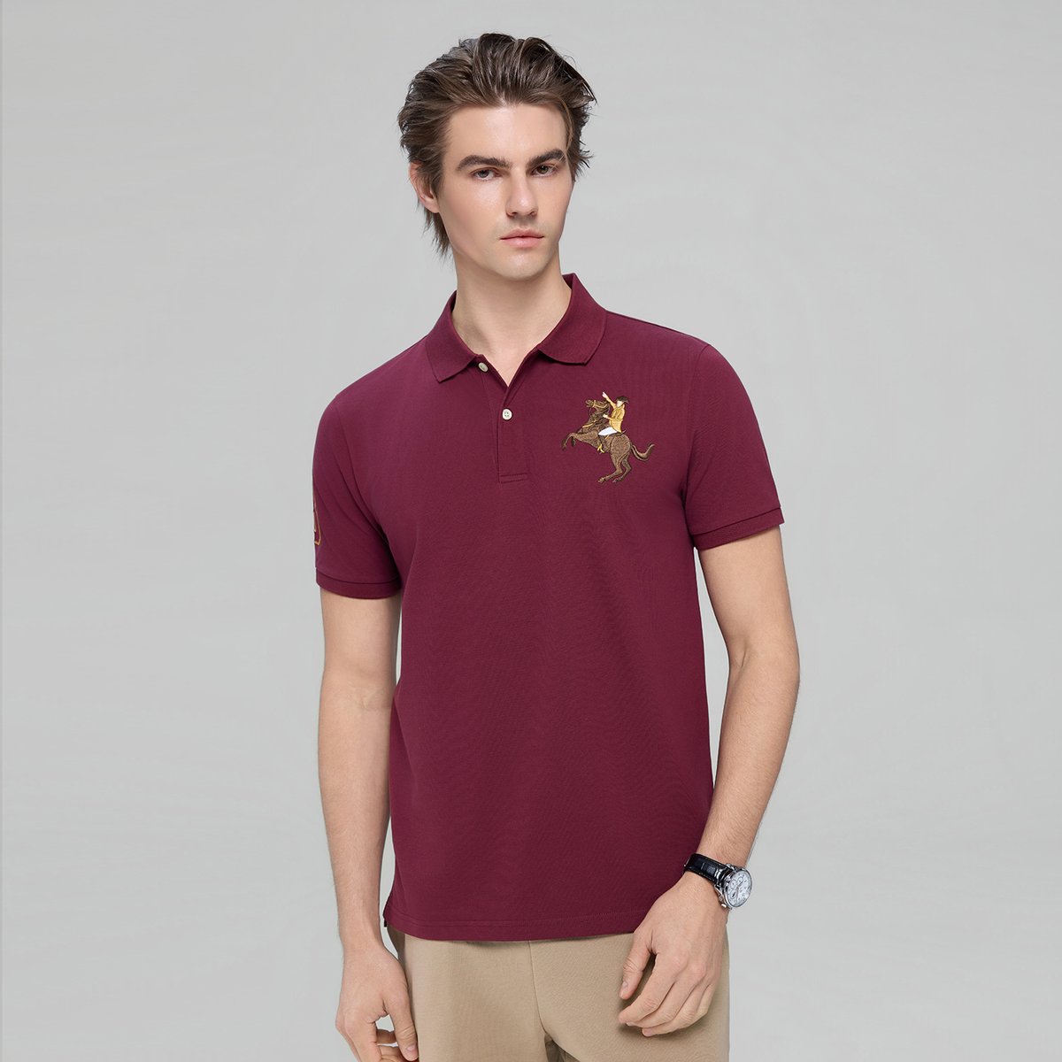 Men’s Slim Fit Napoleon Embroidery Lycra Pique Polo