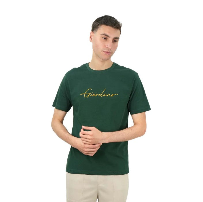 Men's Cotton Crewneck Tee With Signature Print