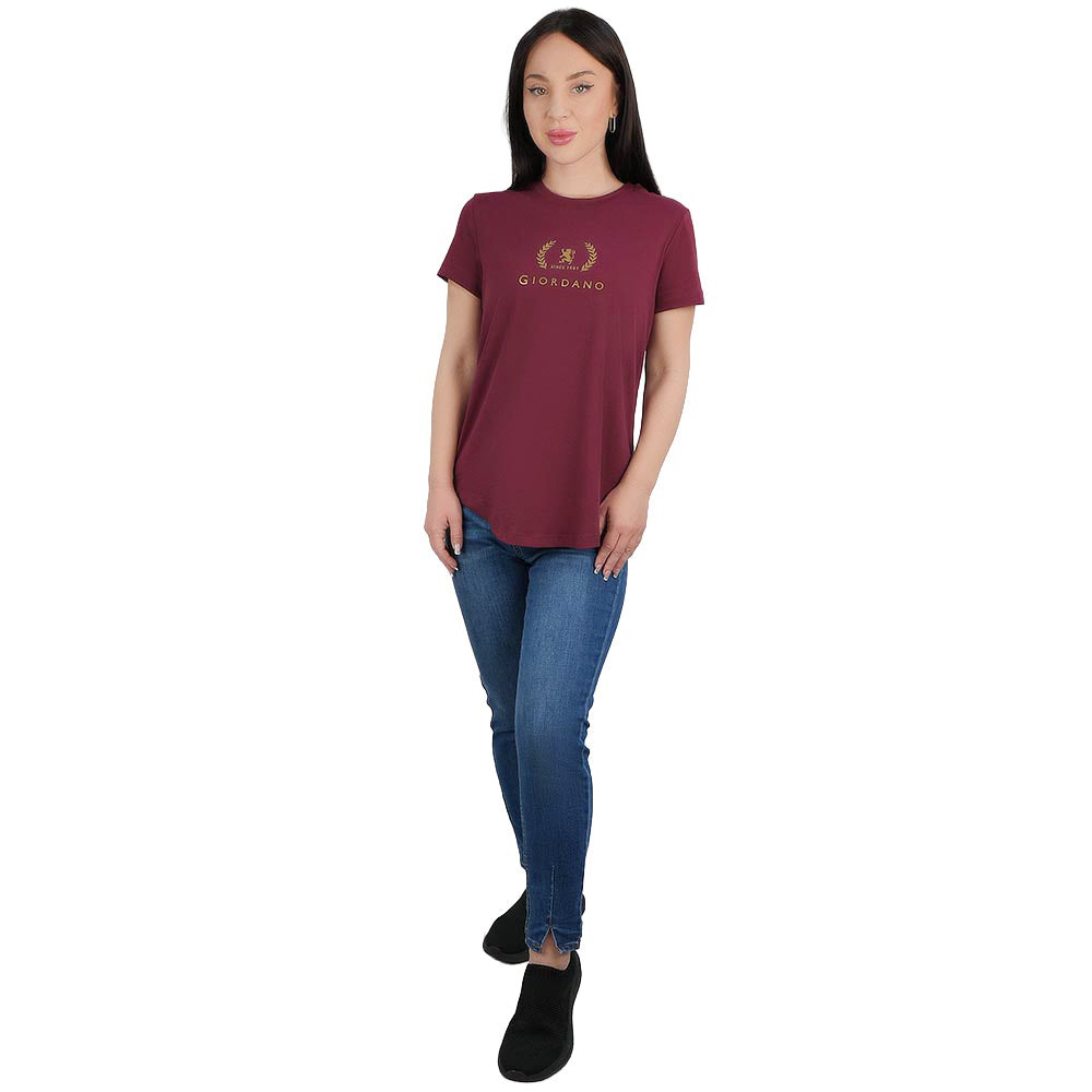 Women's Regular Fit Cotton Crew Neck Printed Tee