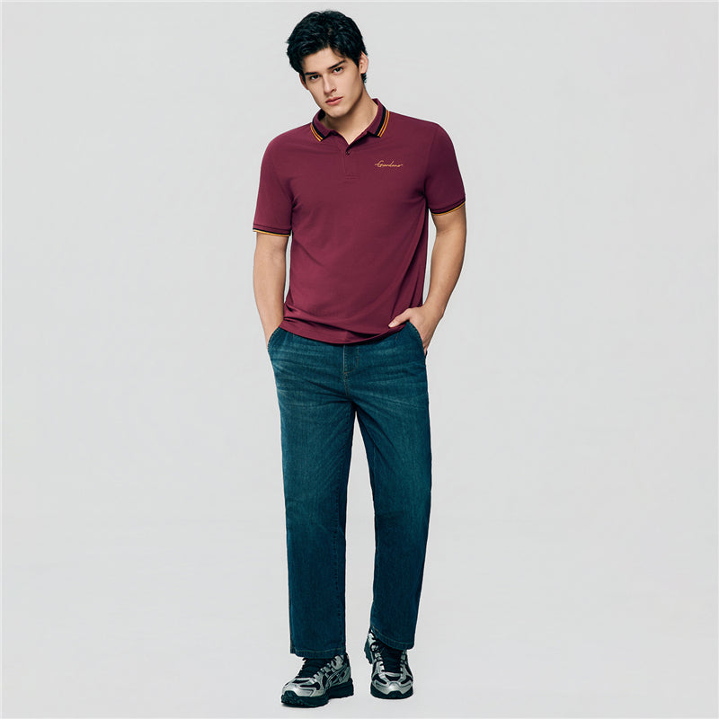 Men’S Slim Pique Polo With Contrast Collar & Signature Embroidery
