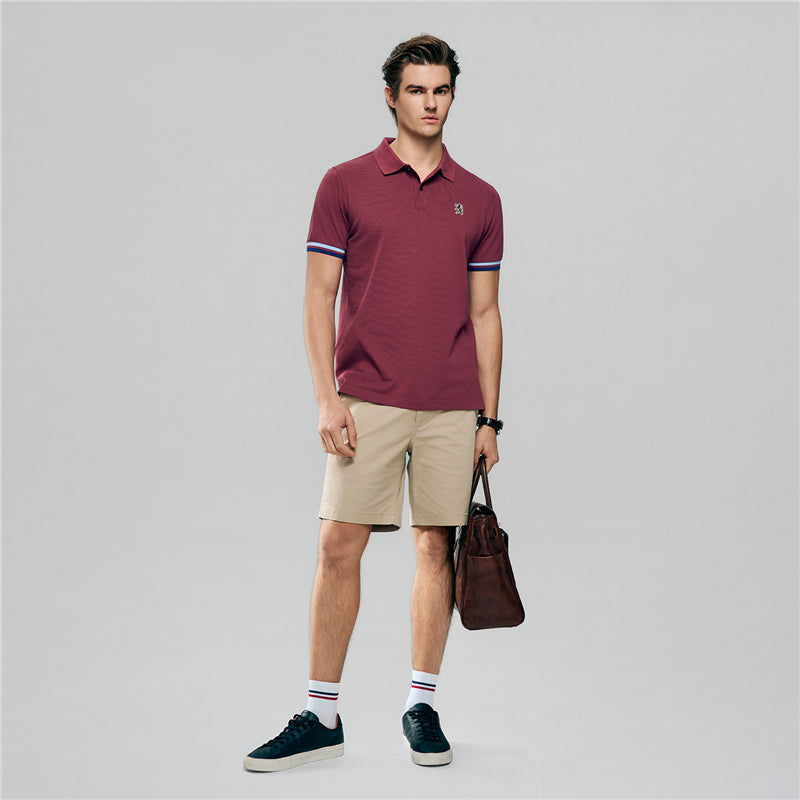 Men's Cotton Slim Performance Polo With Small Lion Embroidery