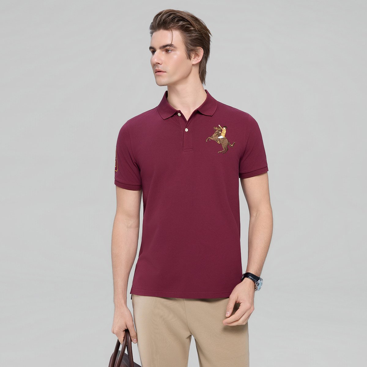 Men’s Slim Fit Napoleon Embroidery Lycra Pique Polo