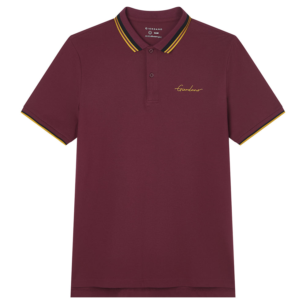 Men’S Slim Pique Polo With Contrast Collar & Signature Embroidery
