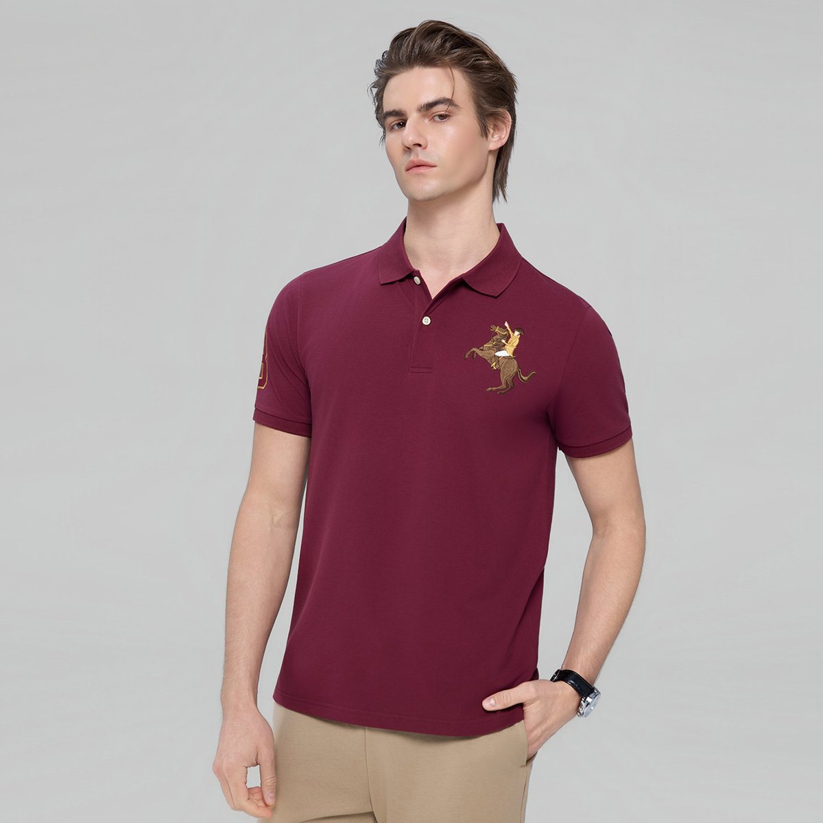 Men’s Slim Fit Napoleon Embroidery Lycra Pique Polo