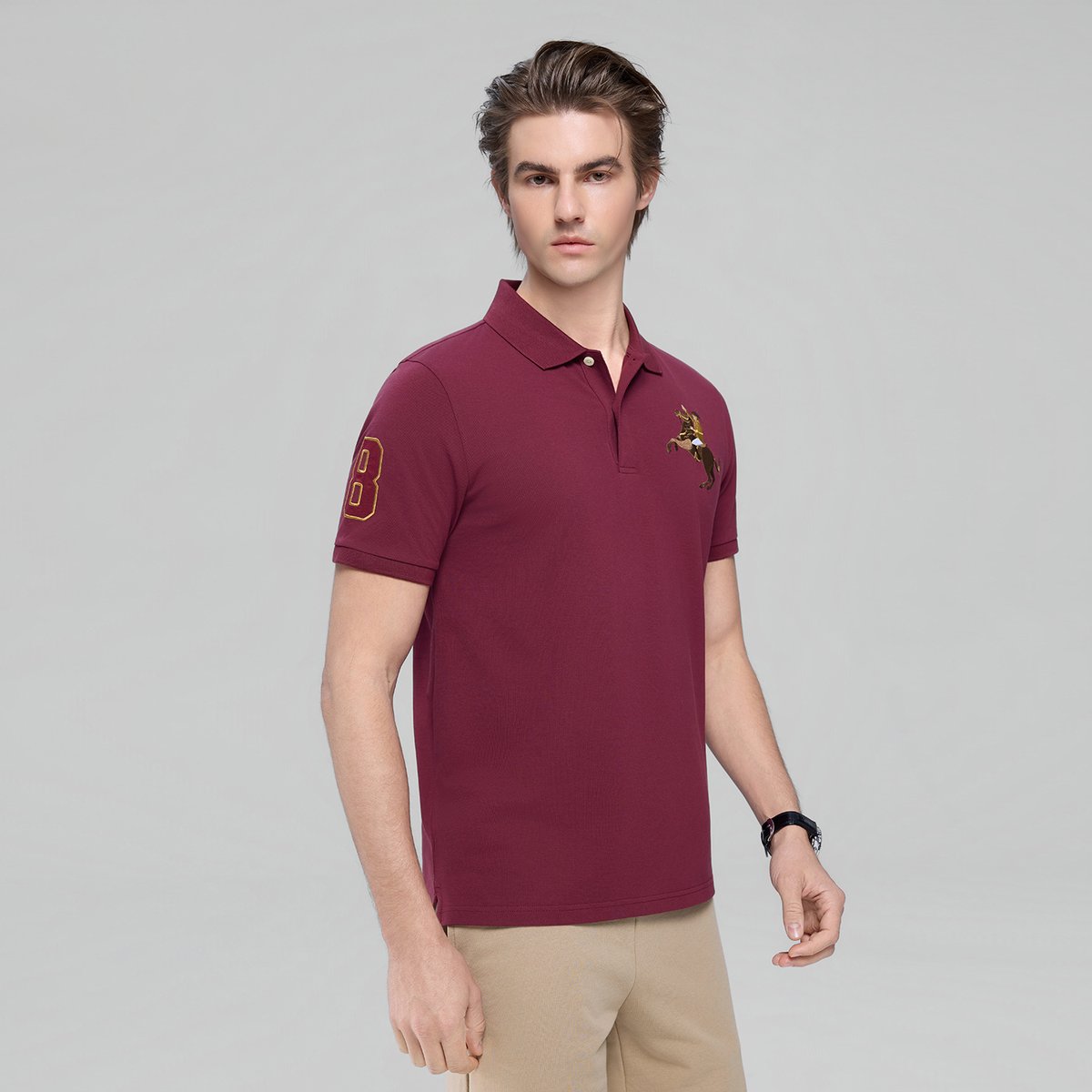 Men’s Slim Fit Napoleon Embroidery Lycra Pique Polo