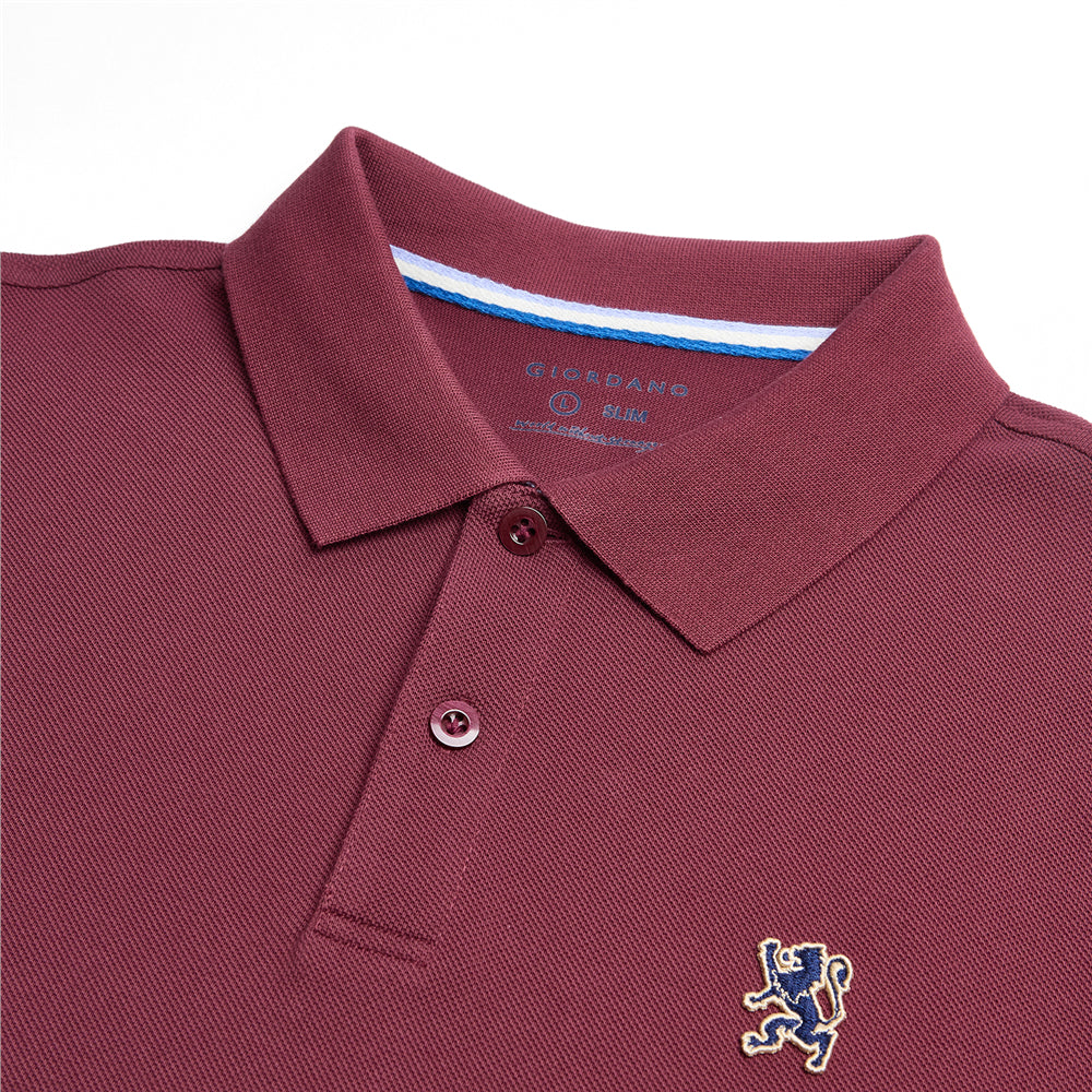 Men's Cotton Slim Performance Polo With Small Lion Embroidery