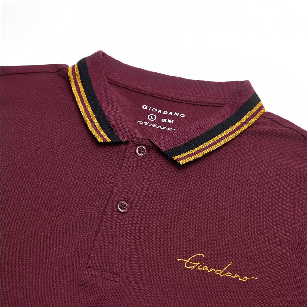 Men’S Slim Pique Polo With Contrast Collar & Signature Embroidery
