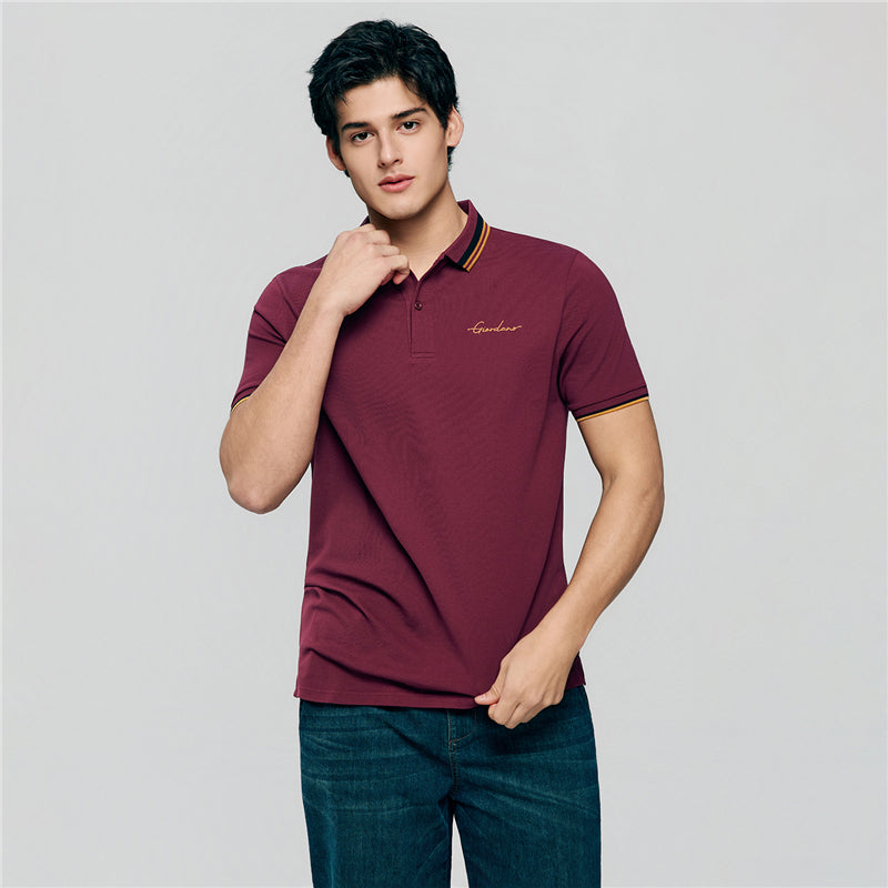 Men’S Slim Pique Polo With Contrast Collar & Signature Embroidery