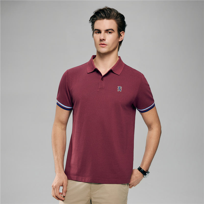 Men's Cotton Slim Performance Polo With Small Lion Embroidery