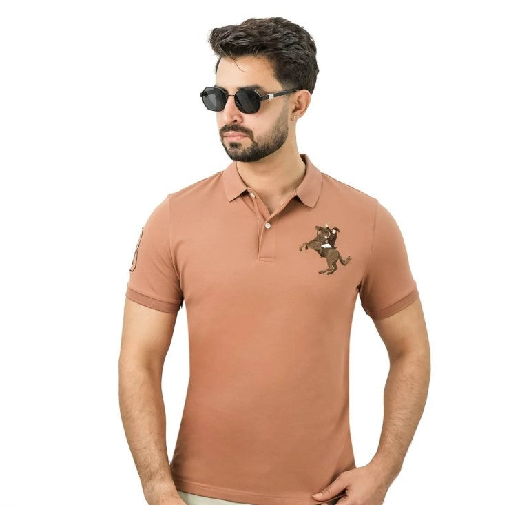 Men's Slim Fit Cotton Short Sleeve Napoleon Polo