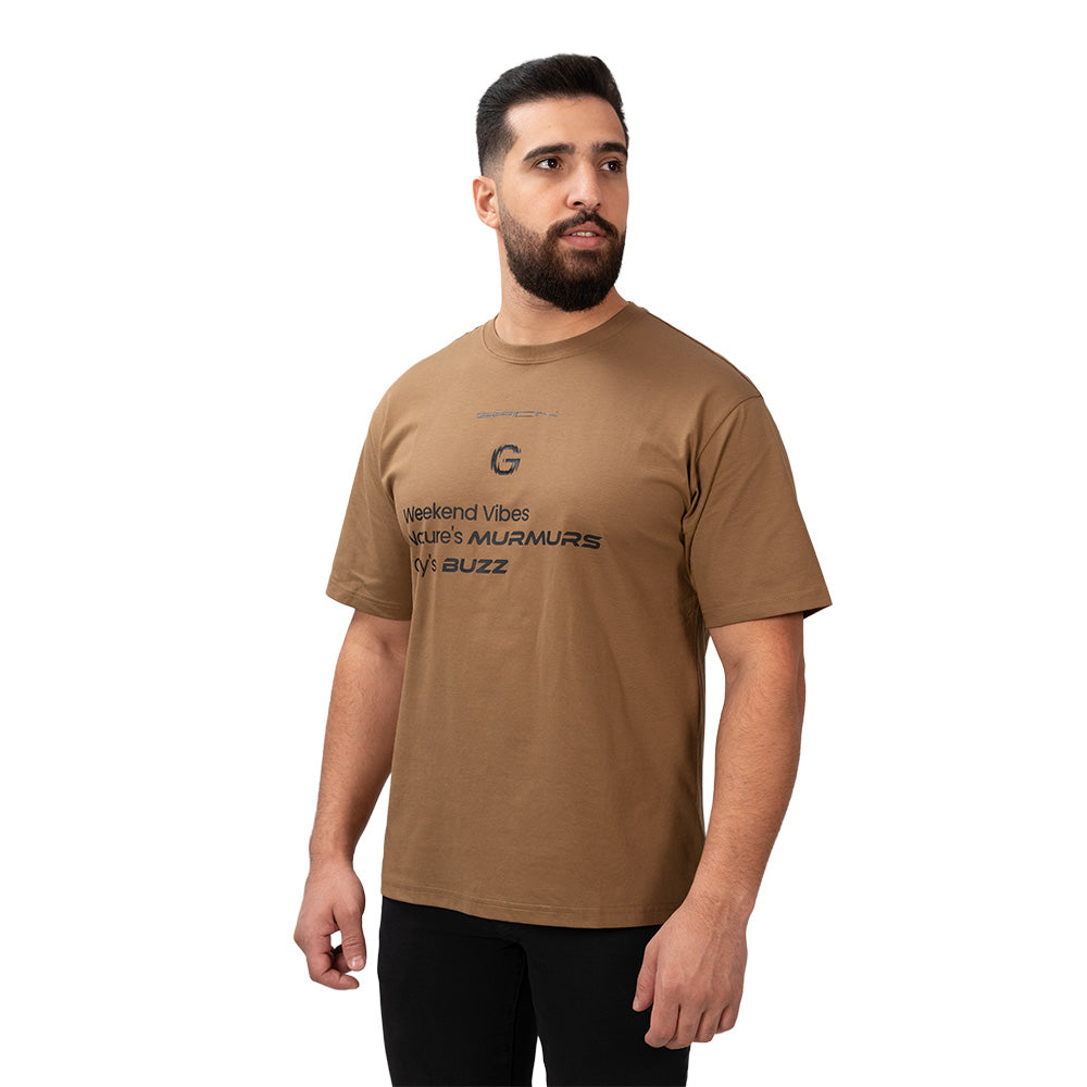 Men's Relaxed Fit Printed Crew Neck Cotton Tee