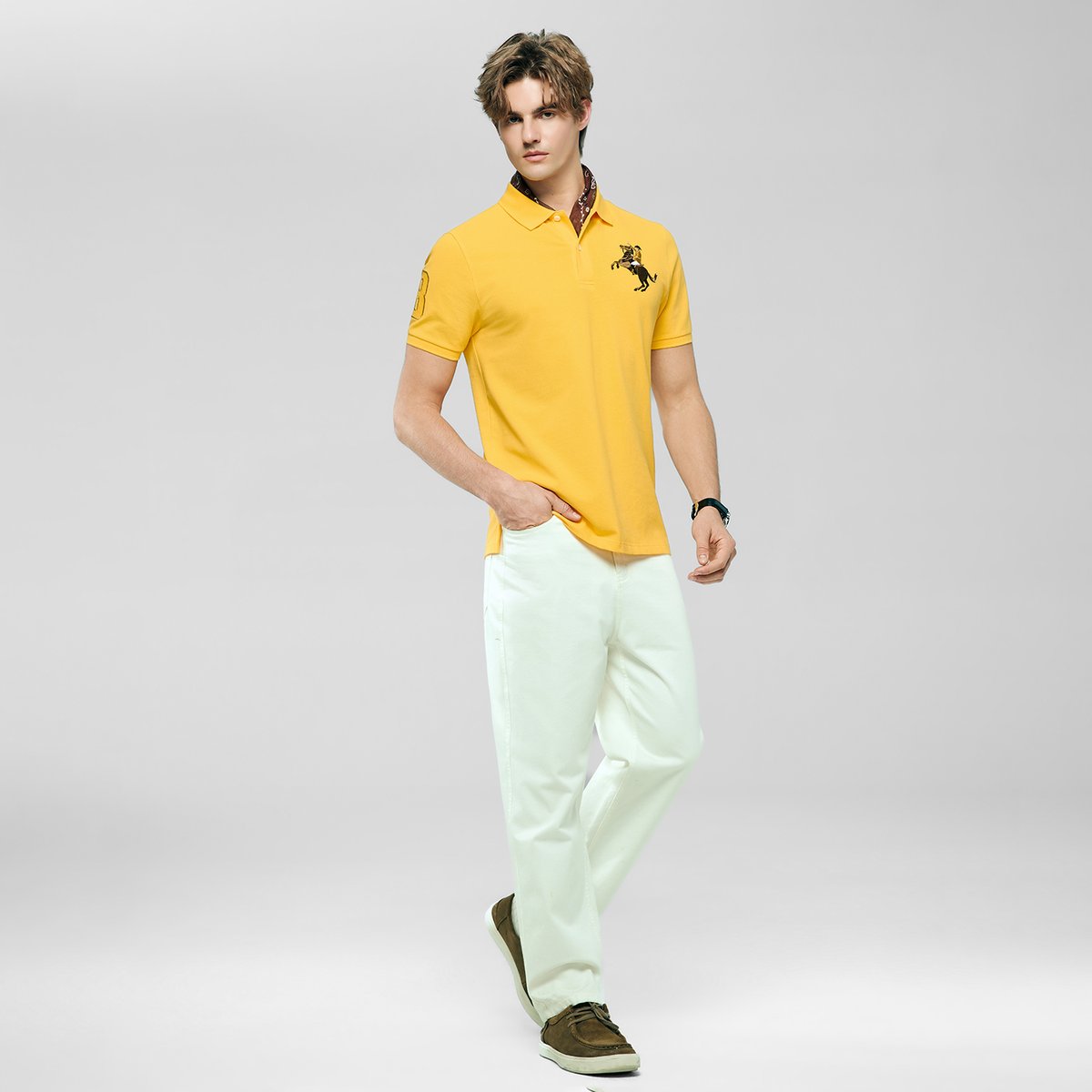 Men’s Slim Fit Napoleon Embroidery Lycra Pique Polo