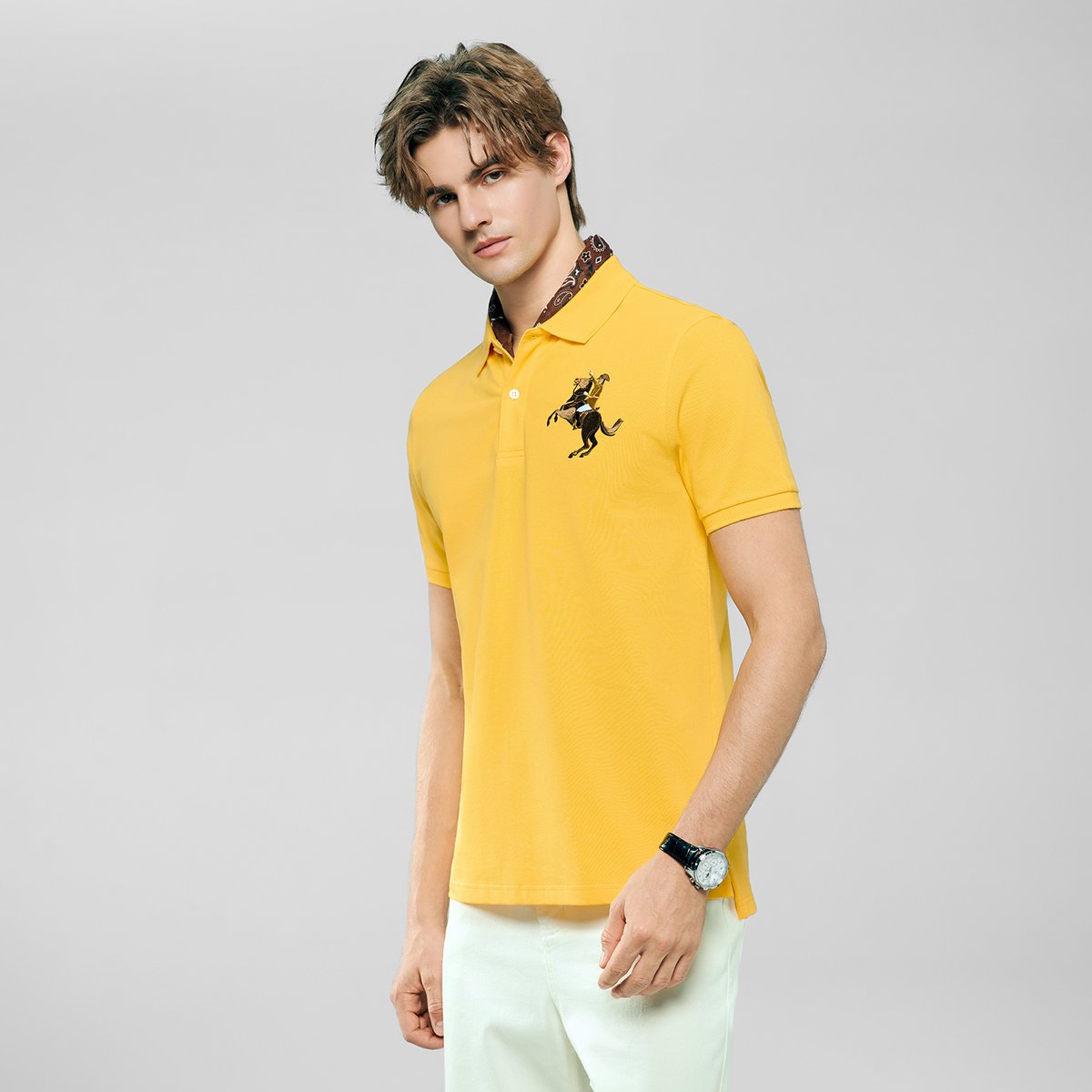 Men’s Slim Fit Napoleon Embroidery Lycra Pique Polo