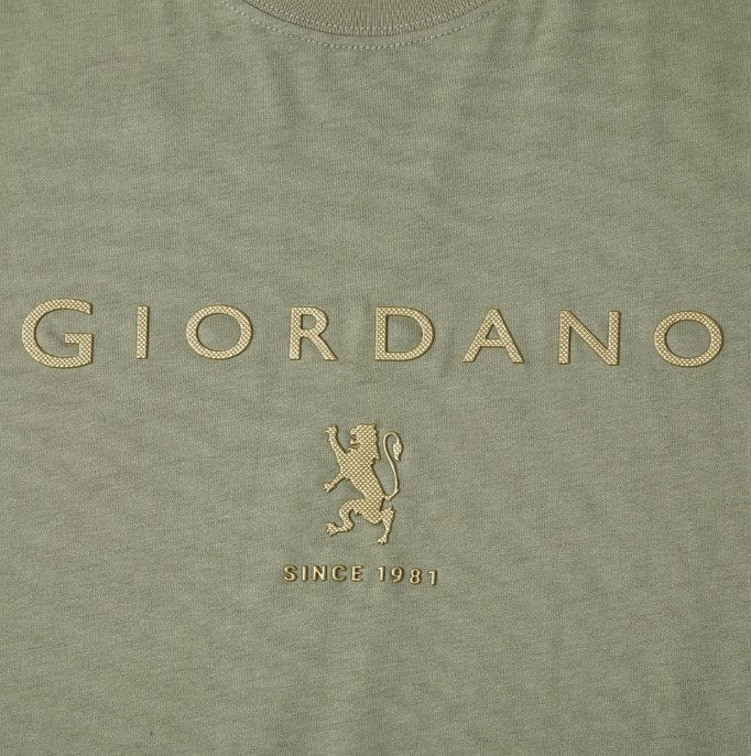 تي شيرت قطني جيرسي بطبعة نحيفة وأكمام قصيرة ورقبة دائرية