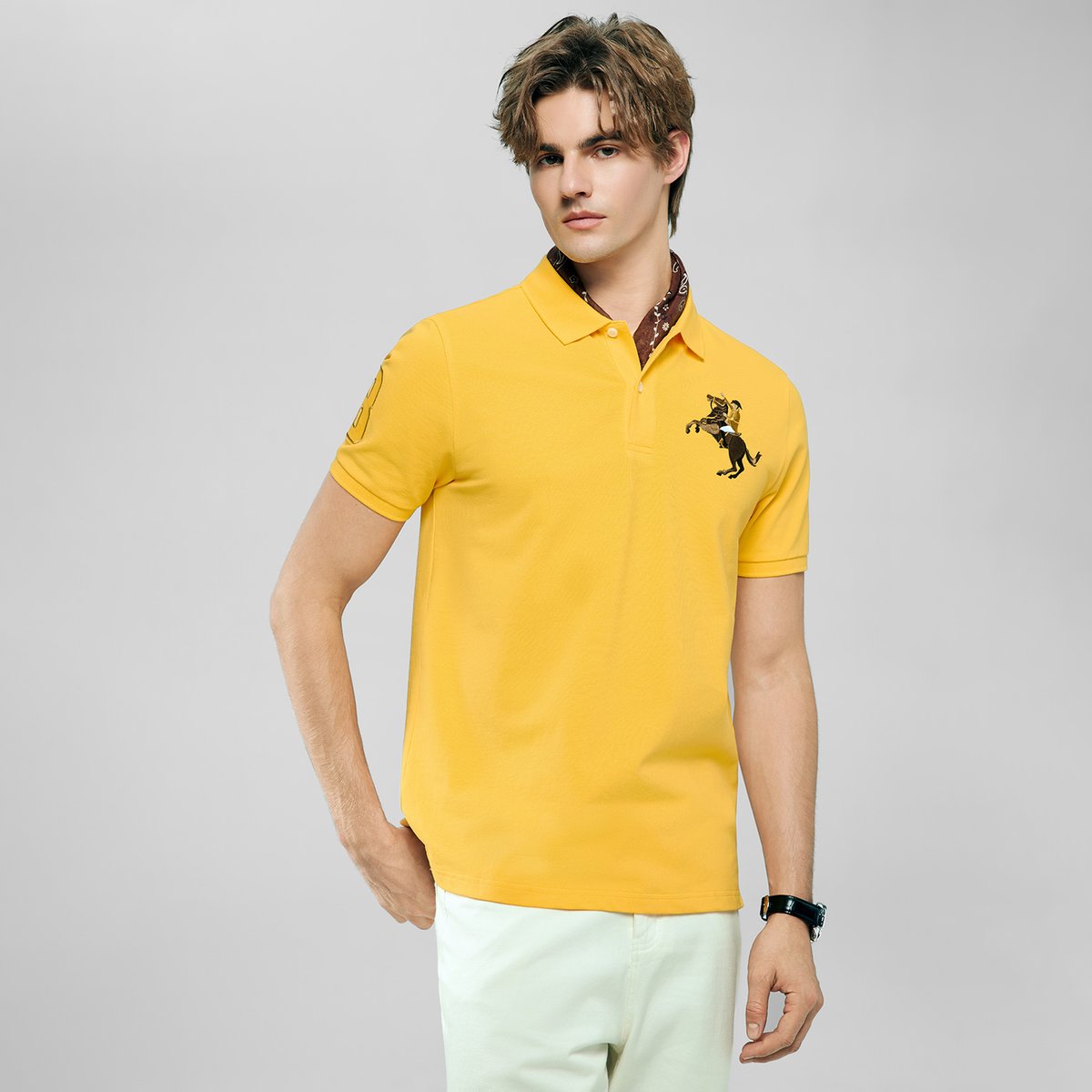 Men’s Slim Fit Napoleon Embroidery Lycra Pique Polo