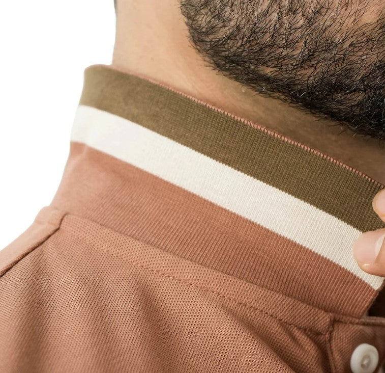 Men's Slim Fit Cotton Short Sleeve Napoleon Polo