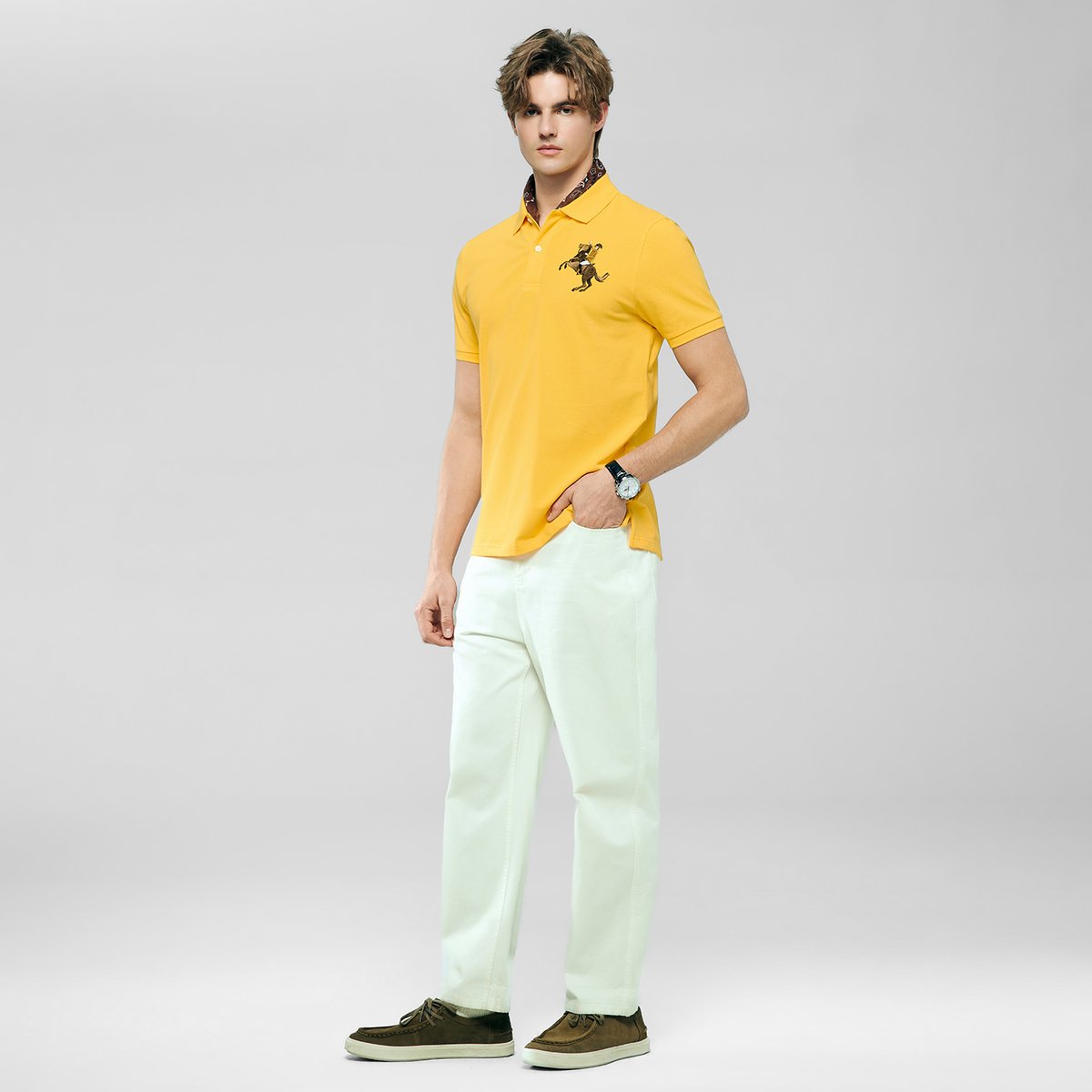 Men’s Slim Fit Napoleon Embroidery Lycra Pique Polo