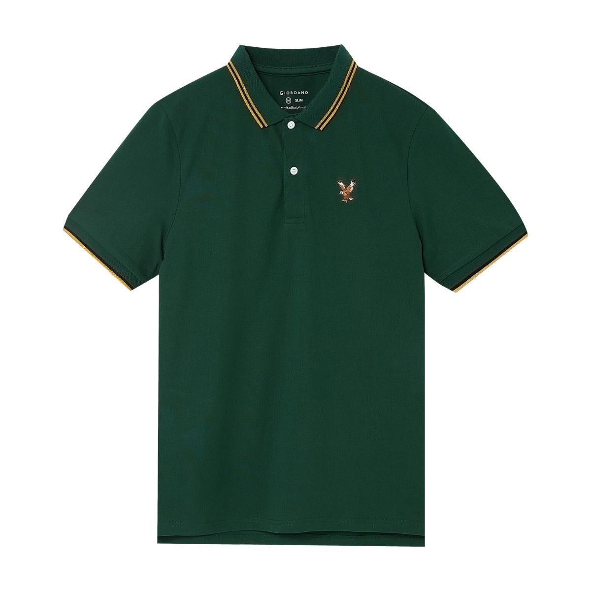 Men's Cotton Lycra Pique Polo - Slim Fit, Eagle Embroidery