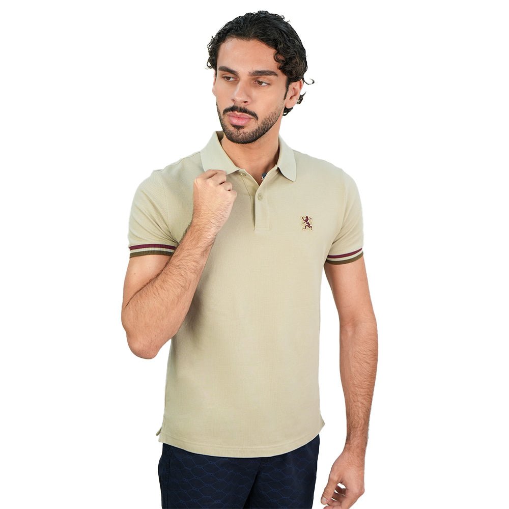 Men's Cotton Slim Performance Polo With Small Lion Embroidery