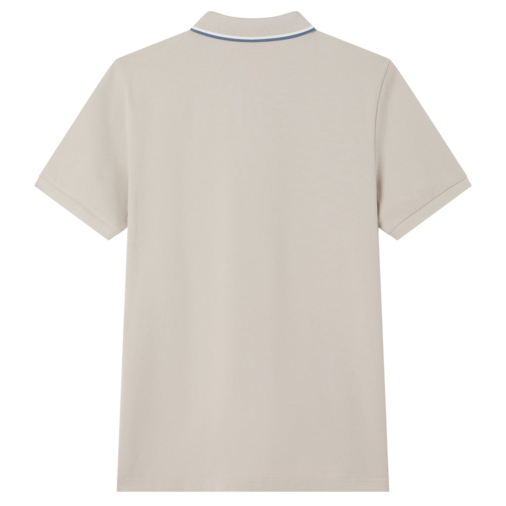 Men Slim Fit Cotton Lycra Pique Flat Knit Collar Embroidered Solid Polo
