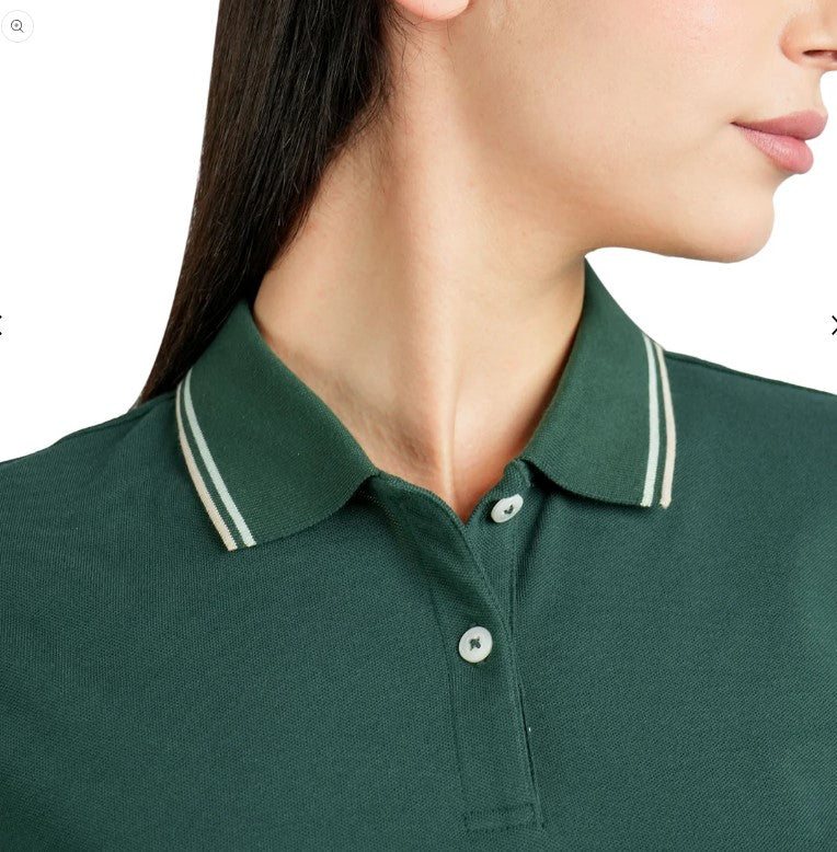 Woman Cotton/Lycra Pique Flat Kint Color Short Sleeve Clase Slim Solid Polo