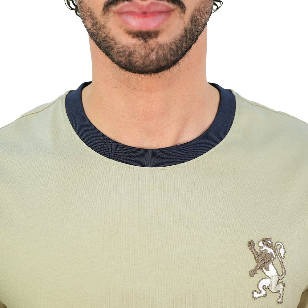 Men's Slim Cotton Crew Neck Embroidery Tee