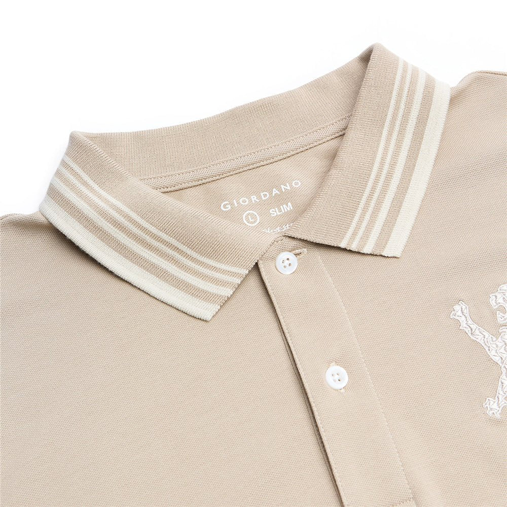 Men’s Cotton Slim Polo with 3D Lion Embroidery