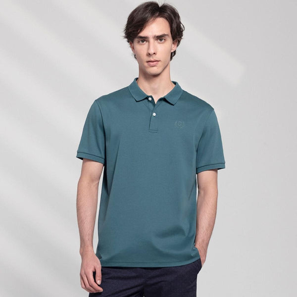 Cotton Interlock Flat Knit Color Short Sleeve Slim Embroidered Solid Polo (Liquid Touch)