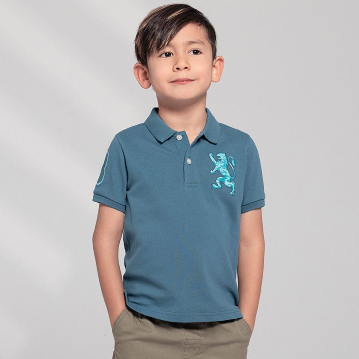 Kids' Lion Polo: 3D Embroidery, Comfort Piqué, Classic Style