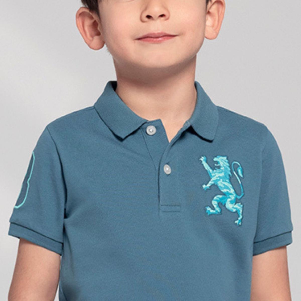 Kids' Lion Polo: 3D Embroidery, Comfort Piqué, Classic Style