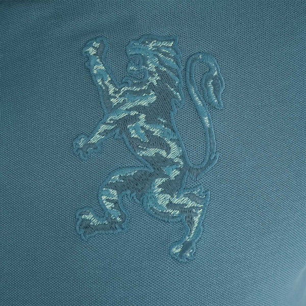 Men's 3D Lion Polo: Slim Fit, Bold Embroidery, Premium Pique