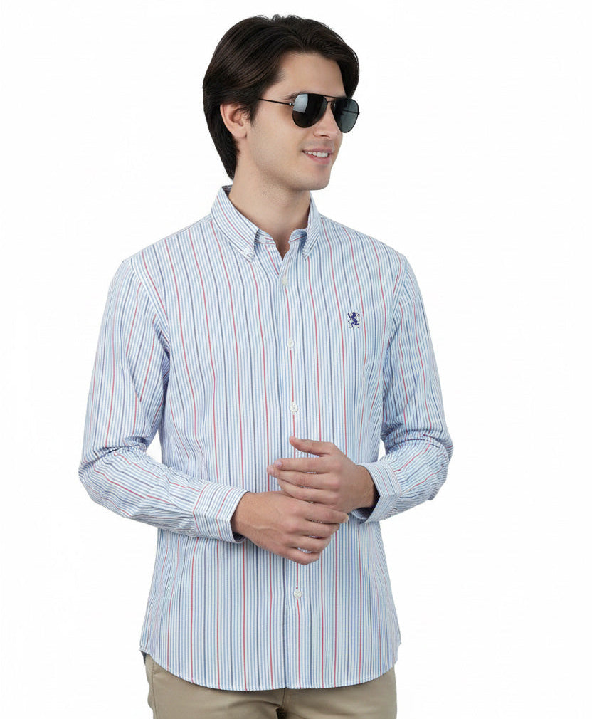 Men's Cotton Slim Oxford Shirt With Embroidery