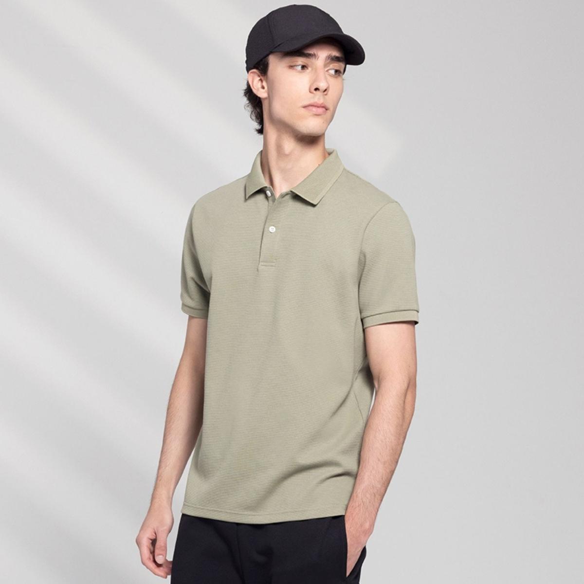 Men's Cotton Blend Waffle Knit Solid Polo