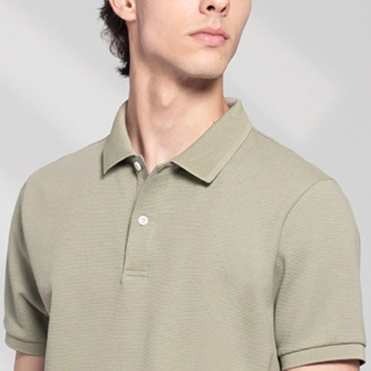 Men's Cotton Blend Waffle Knit Solid Polo