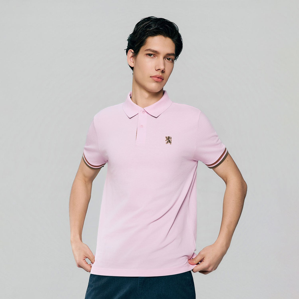 Men's Slim Fit Embroidered Solid Polo