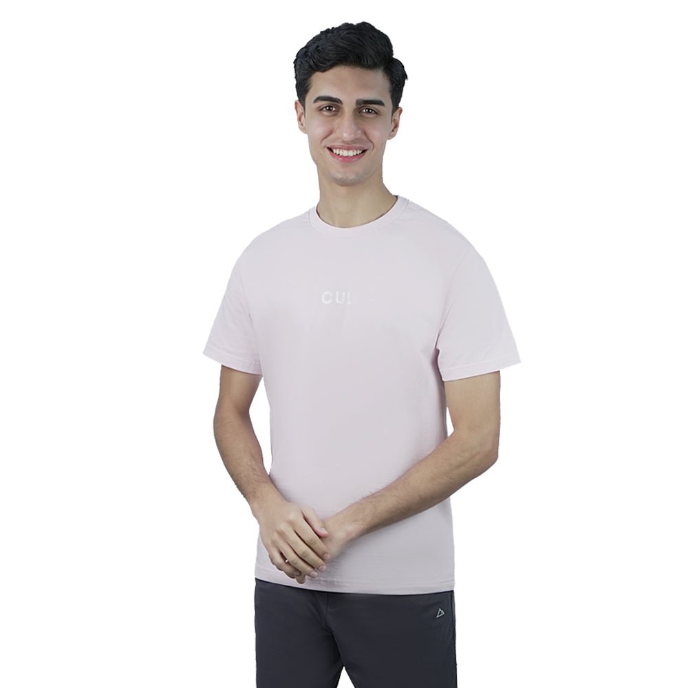 Men Slim Motto Back Printed Cotton Tee