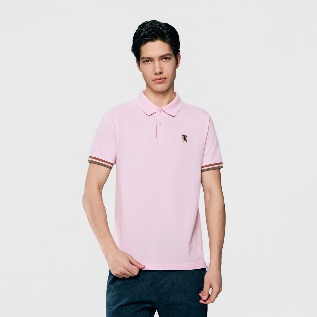 Men's Slim Fit Embroidered Solid Polo