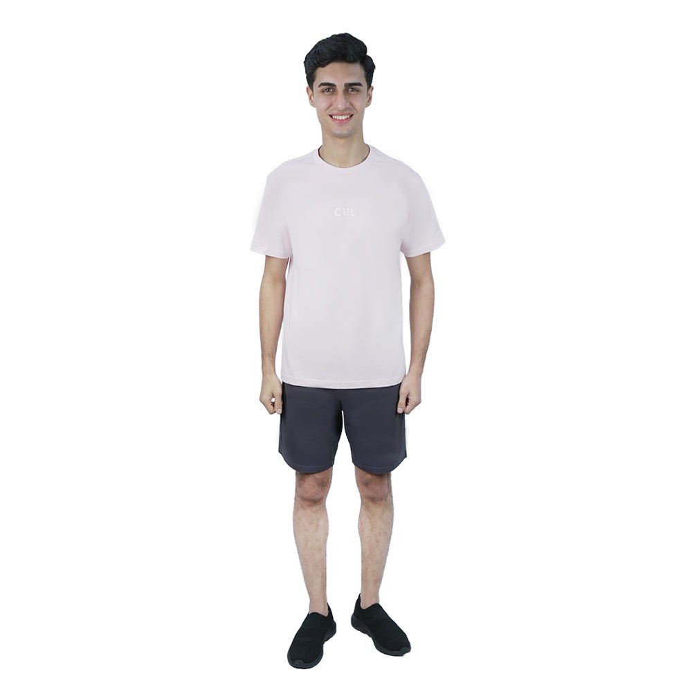 Men Slim Motto Back Printed Cotton Tee