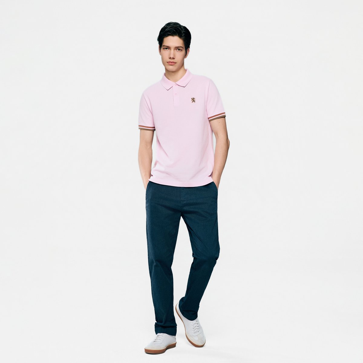 Men's Slim Fit Embroidered Solid Polo