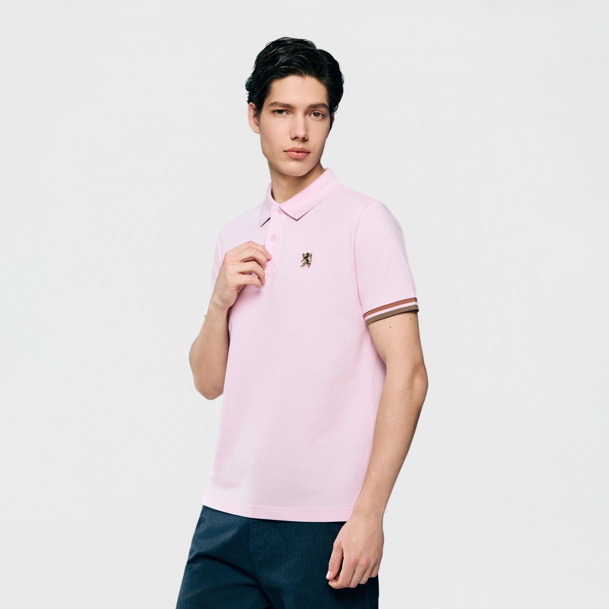 Men's Slim Fit Embroidered Solid Polo