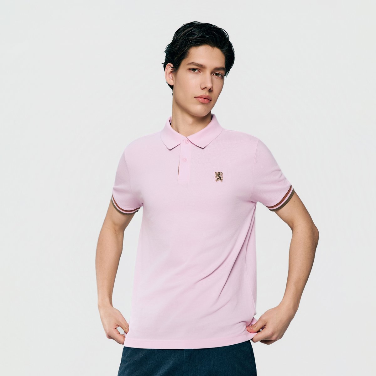 Men's Slim Fit Embroidered Solid Polo