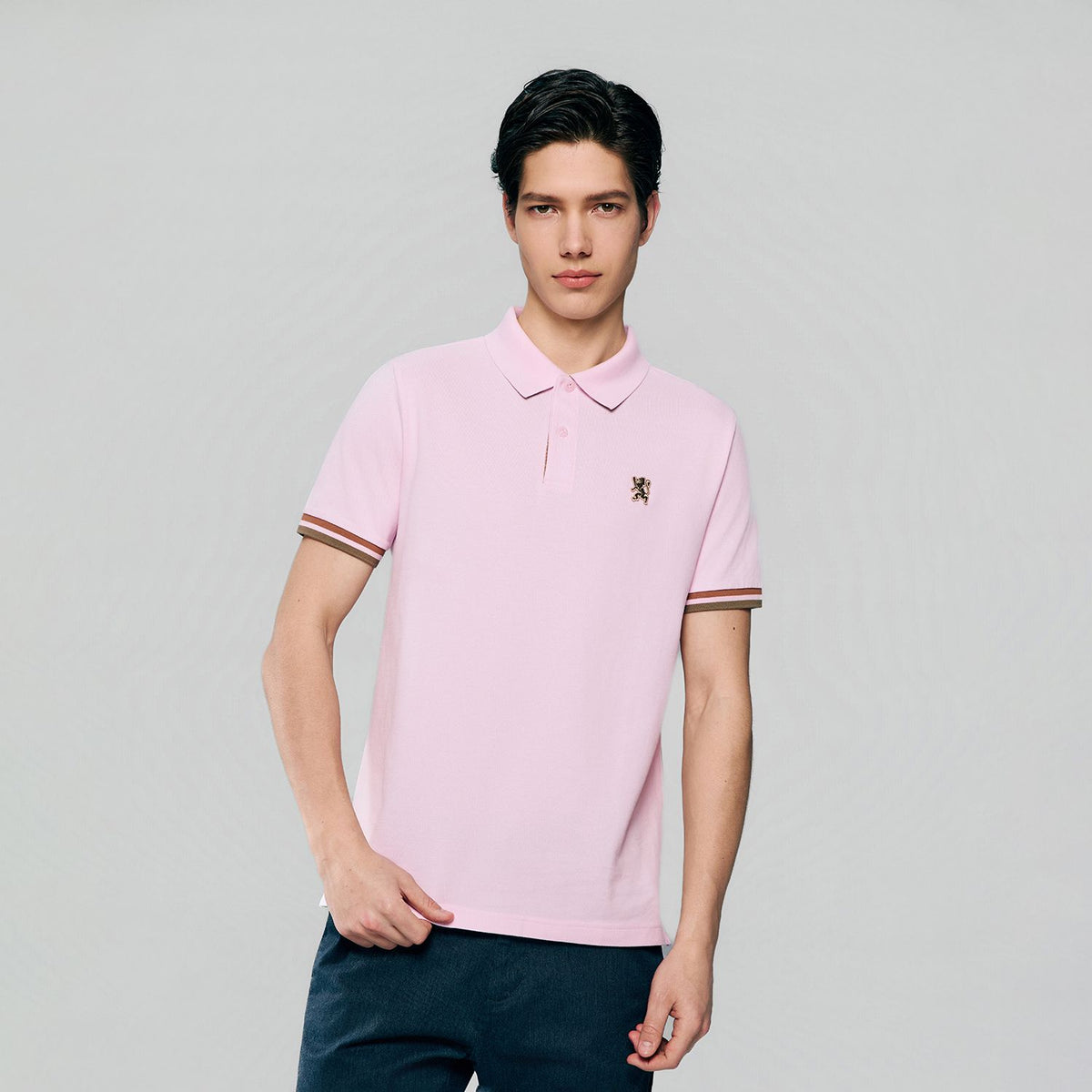 Men's Slim Fit Embroidered Solid Polo