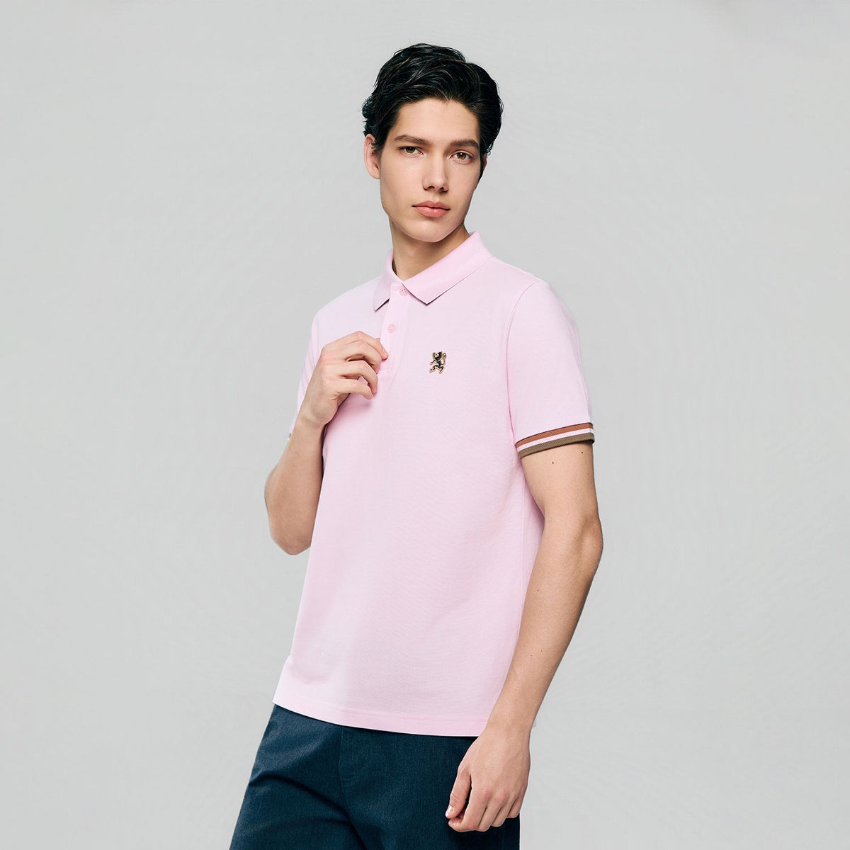Men's Slim Fit Embroidered Solid Polo