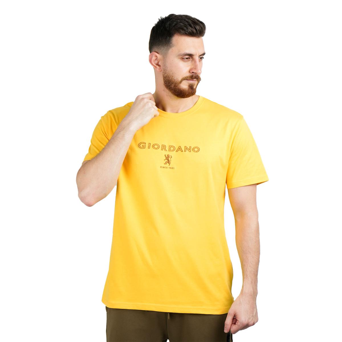 تي شيرت قطني جيرسي بطبعة نحيفة وأكمام قصيرة ورقبة دائرية