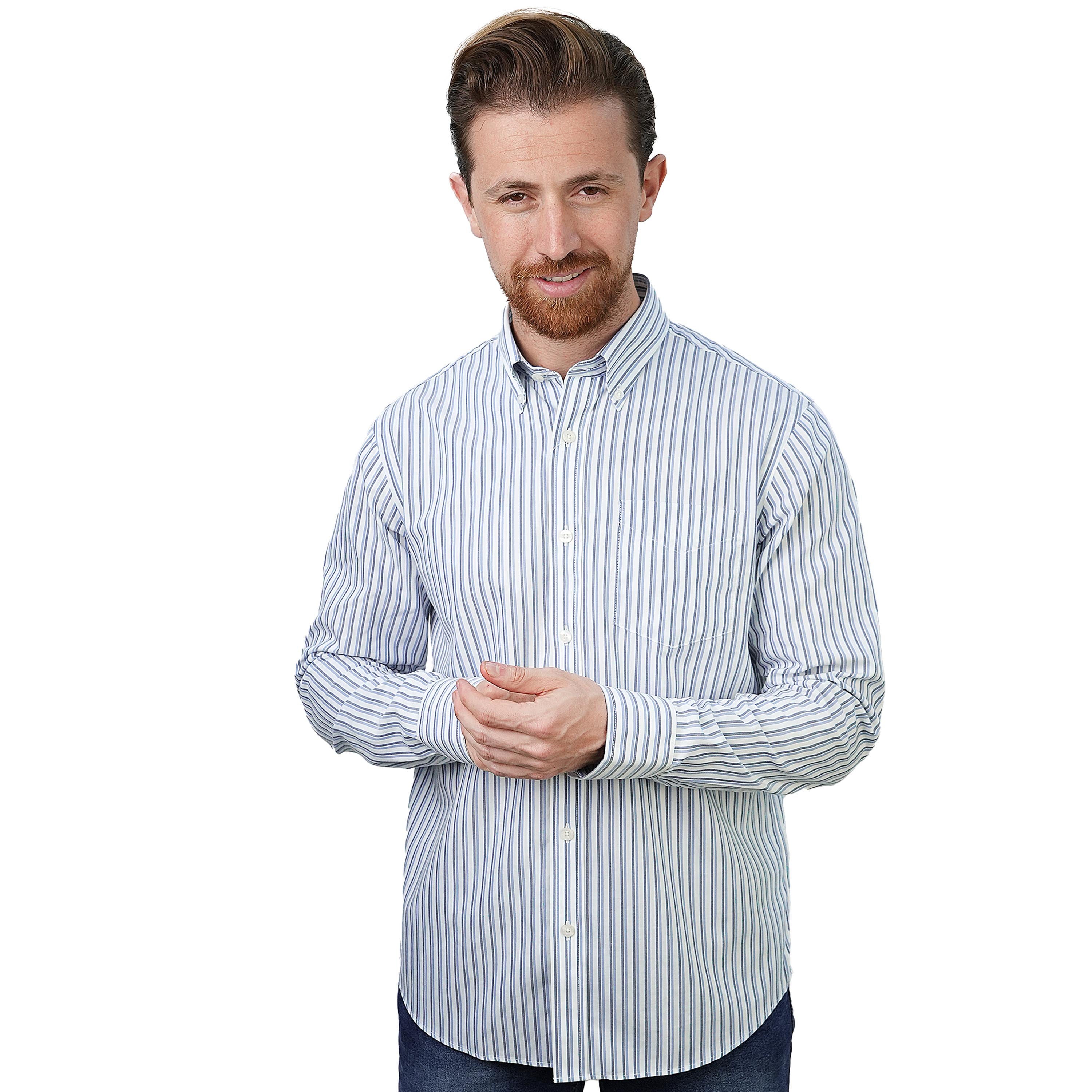 Men's Wrinkle-Free Long Sleeve Cotton Oxford Shirt
