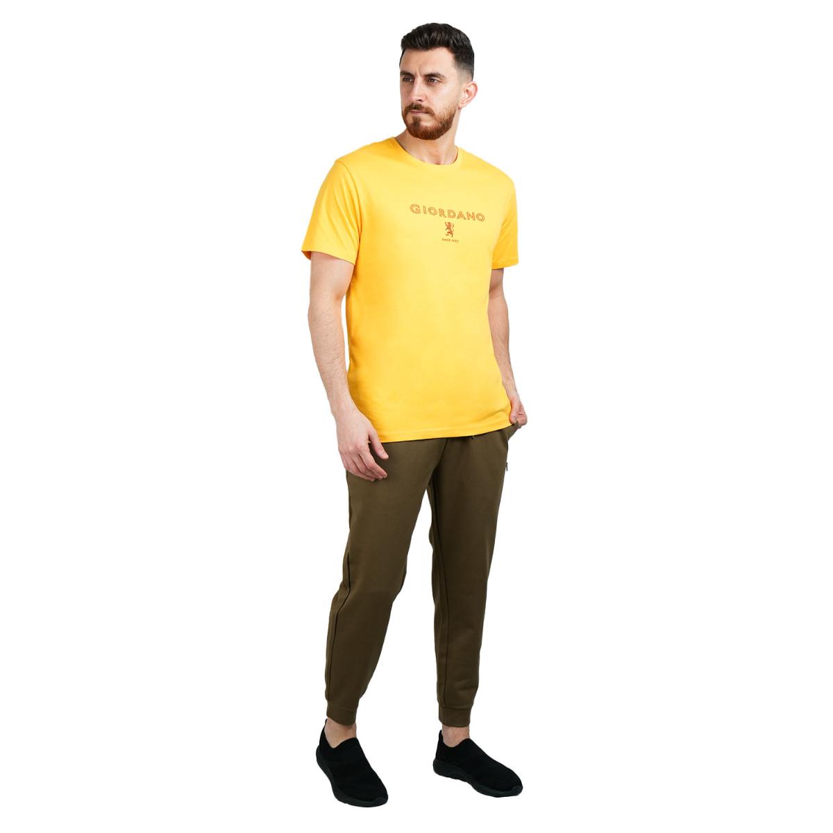 تي شيرت قطني جيرسي بطبعة نحيفة وأكمام قصيرة ورقبة دائرية