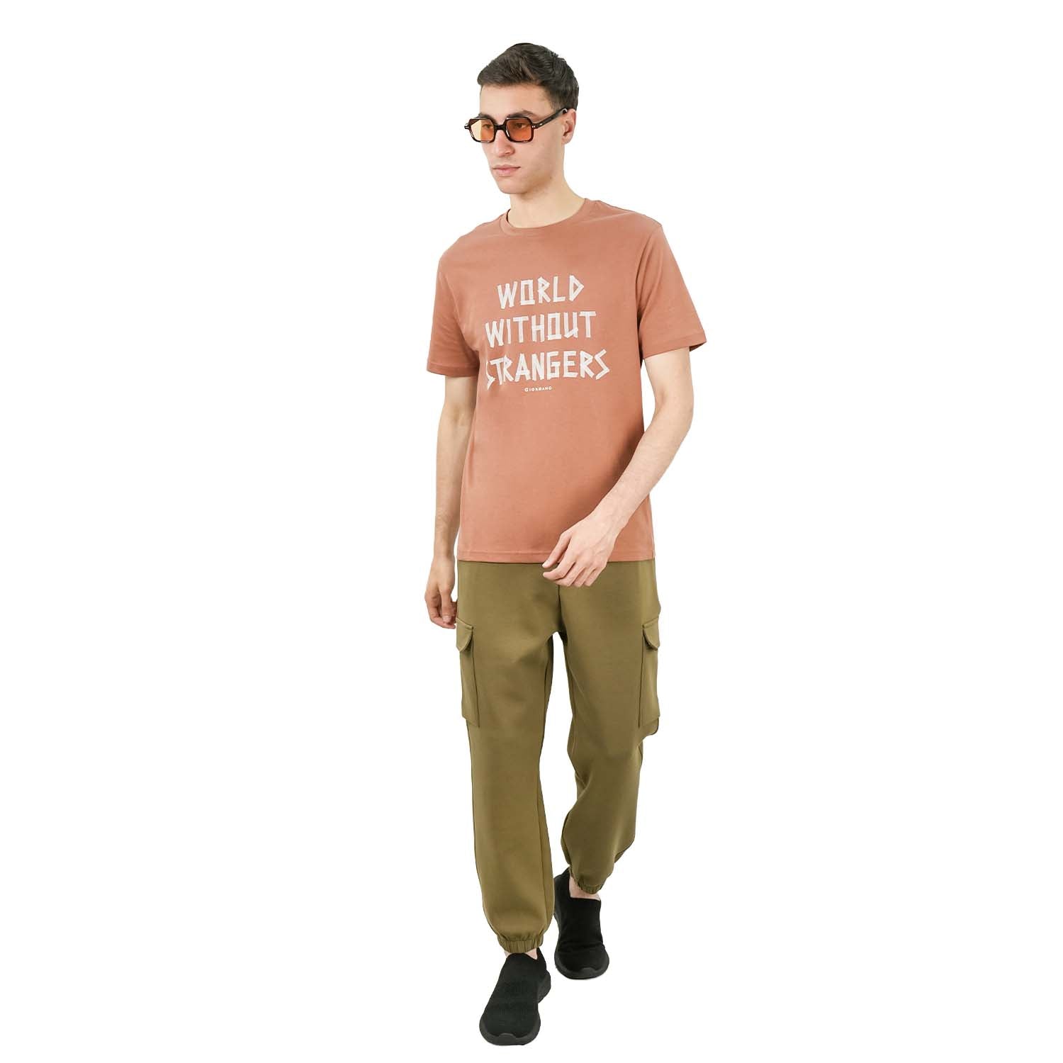 Men's World Without Strangers Print Tee - Slim Fit, Crew Neck, Cotton