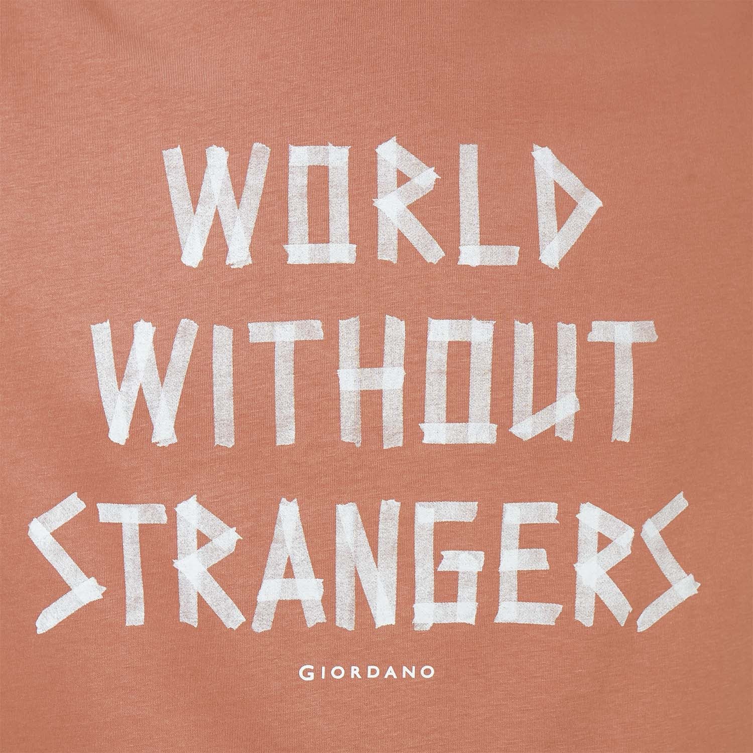 Men's World Without Strangers Print Tee - Slim Fit, Crew Neck, Cotton