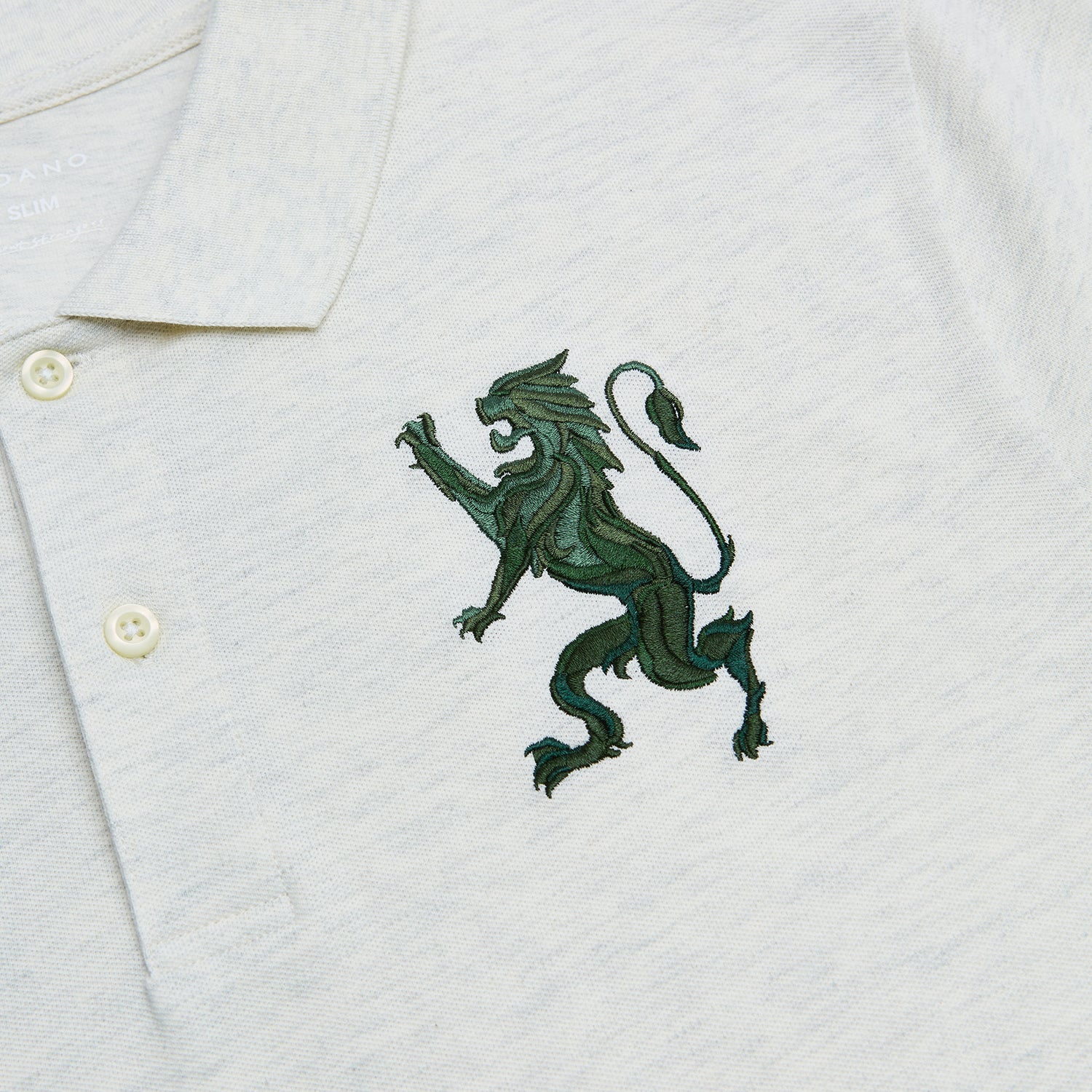 Men's Slim Pique Polo With Flat With 3D Lion Embroidery